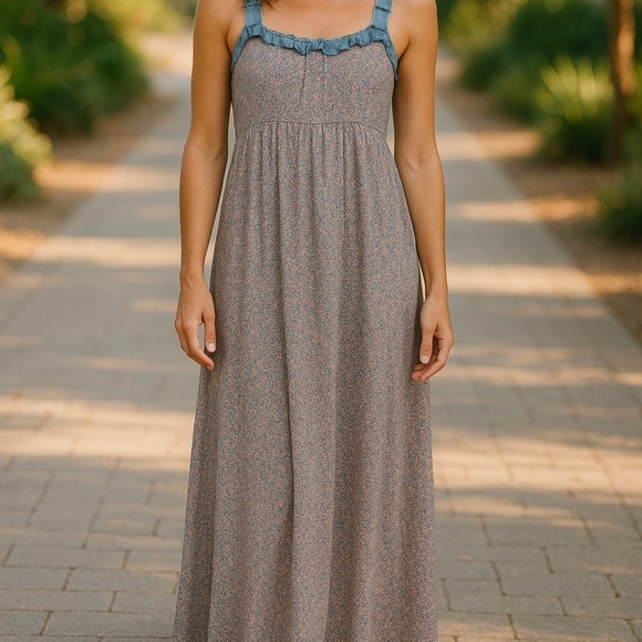 Sim & Sam Womens Babydoll Dress Medium Maxi Floral Cottagecore Fairy Romantic - Picture 16 of 16